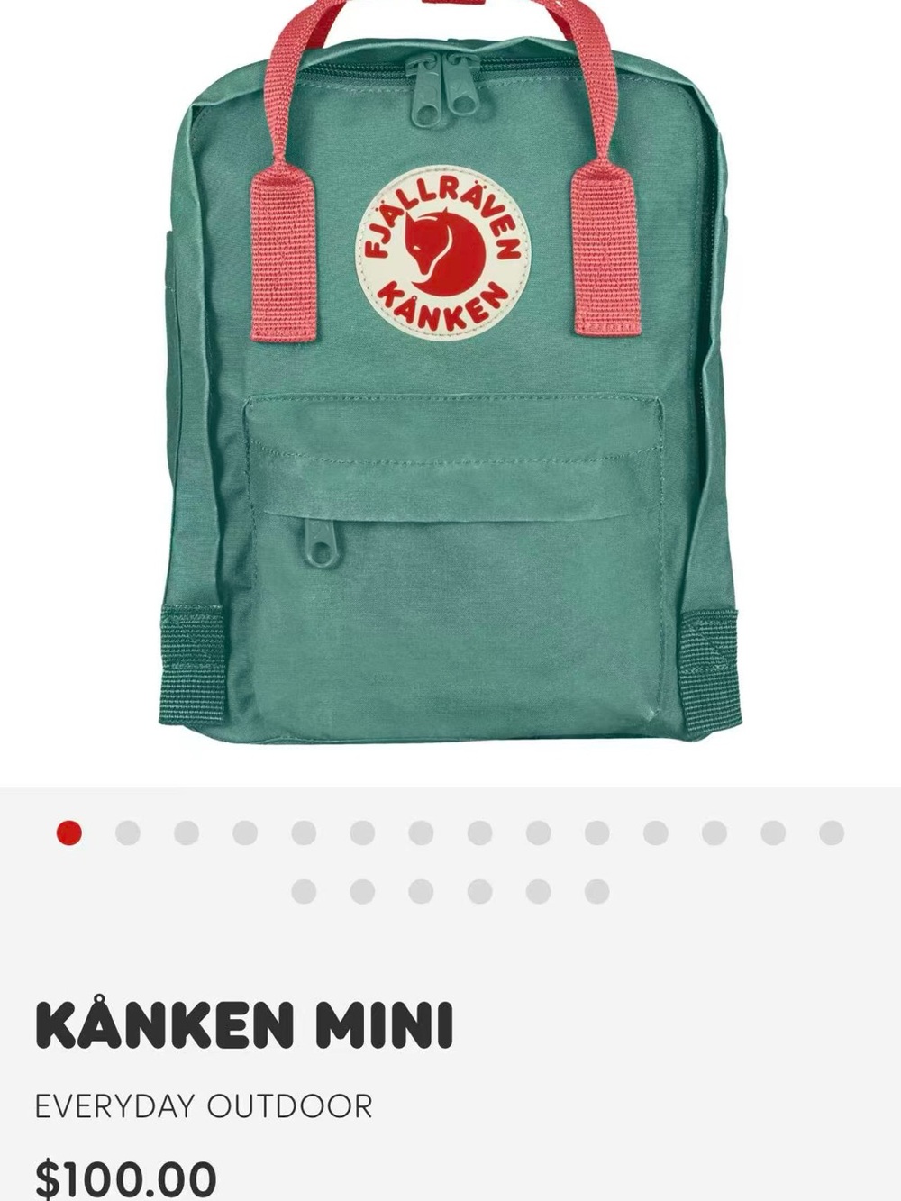Fjallraven Kånken Mini in Teal with Pink Handles
